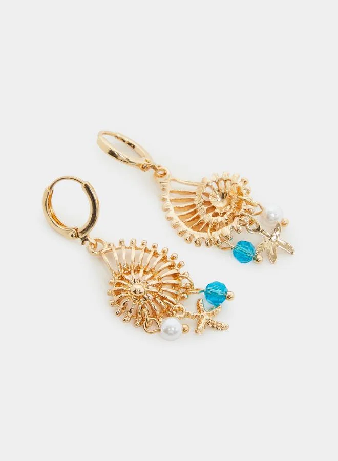 Styli Gold Seashell Dangle Earrings